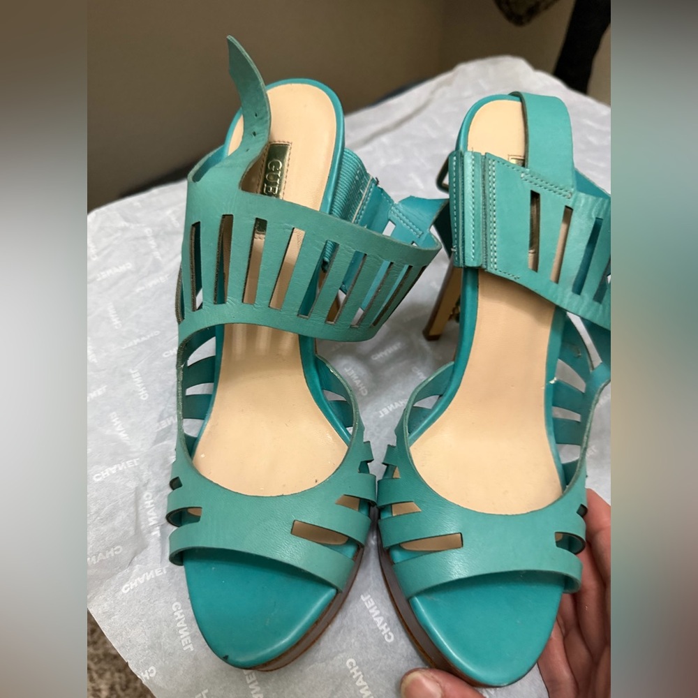 Guess Teal Strappy High-Heel Sandals